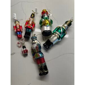 Lot of 6 Vintage Glass Nutracker Ornaments Assorted Type and Sizes